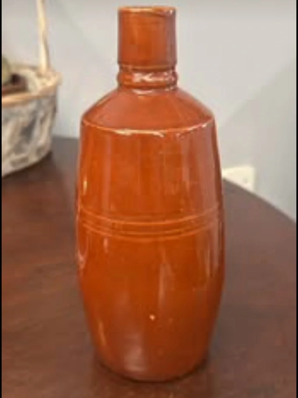 Vintage Rust Brown Ceramic Decorative Bottle Vase - Home Accents